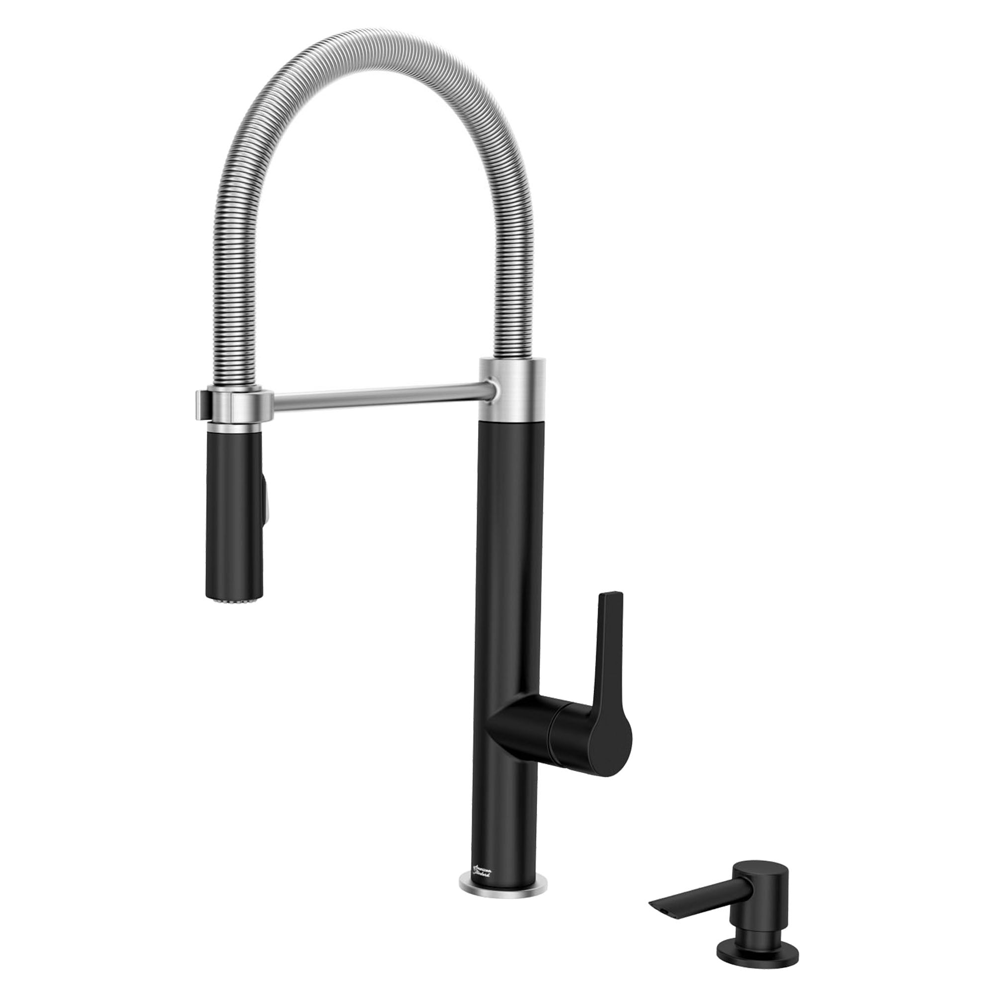 American Standard 7033350.243 Cayenne Pull-Down Matte Black/Stainless Kitchen Faucet, Soap Dispenser