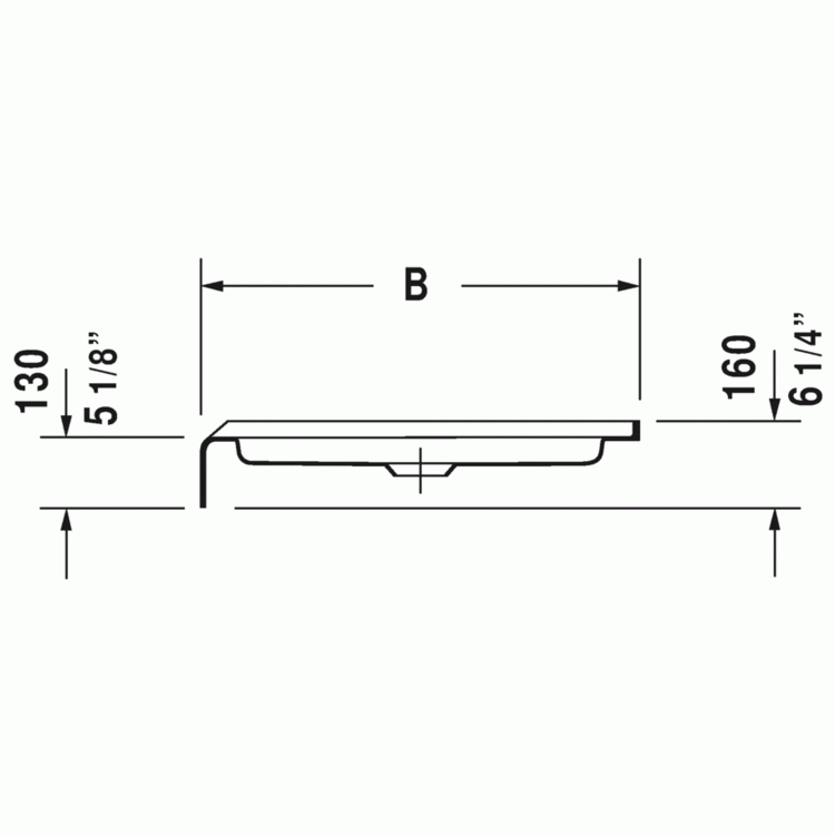 Duravit 720141000000090 Architec 60" Shower Tray with Rectangle Panel with Drain Left