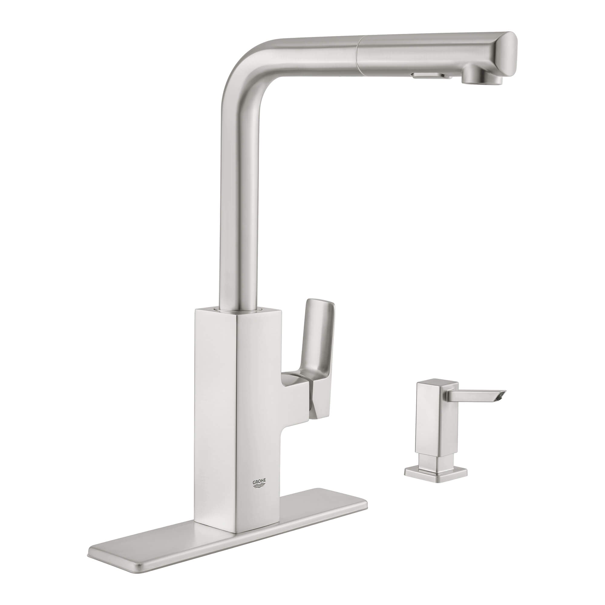 Grohe 30367DC0 Tallinn Single-Handle Pull-Out Sprayer Kitchen Faucet with Soap Dispenser, SuperSteel Infinity Finish