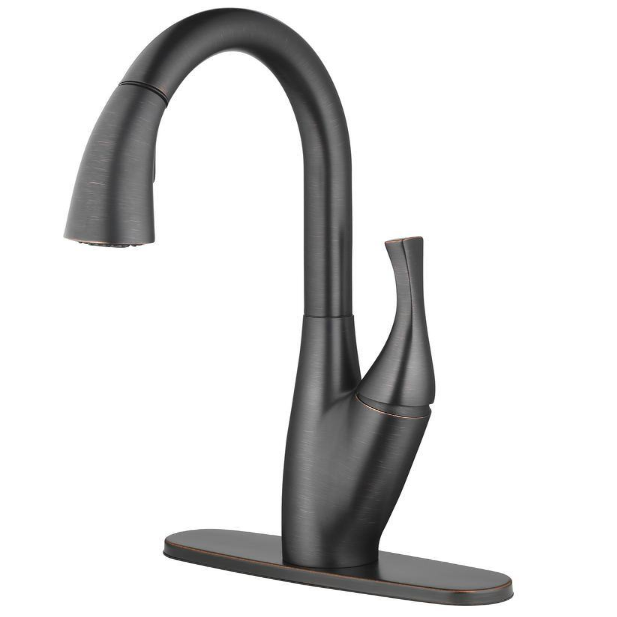 Home2O H73K-51D-ORB Single-Handle High Arc Pull Down Sprayer Kitchen Faucet, Oil Rubbed Bronze