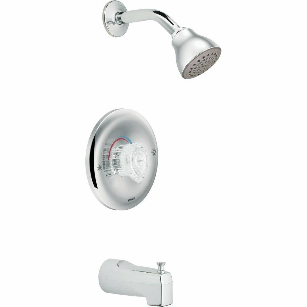 Moen T183 Chateau Single Handle PosiTemp Pressure Balanced Tub and Shower Trim with Acrylic Knob, Chrome