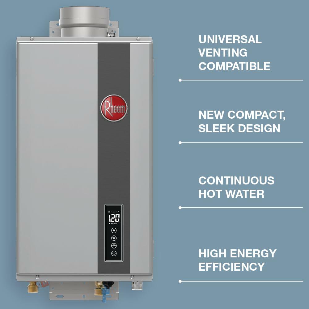Rheem RTG-95DVLP-3 High Efficiency Non-Condensing Indoor Tankless Liquid Propane Water Heater, 9.5 GPM