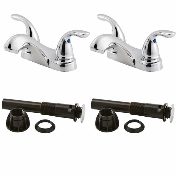 Pfirst Series LF143-8102 4 in. Centerset 2-Handle Bathroom Faucet Combo Kit, Polished Chrome (2-Pack)