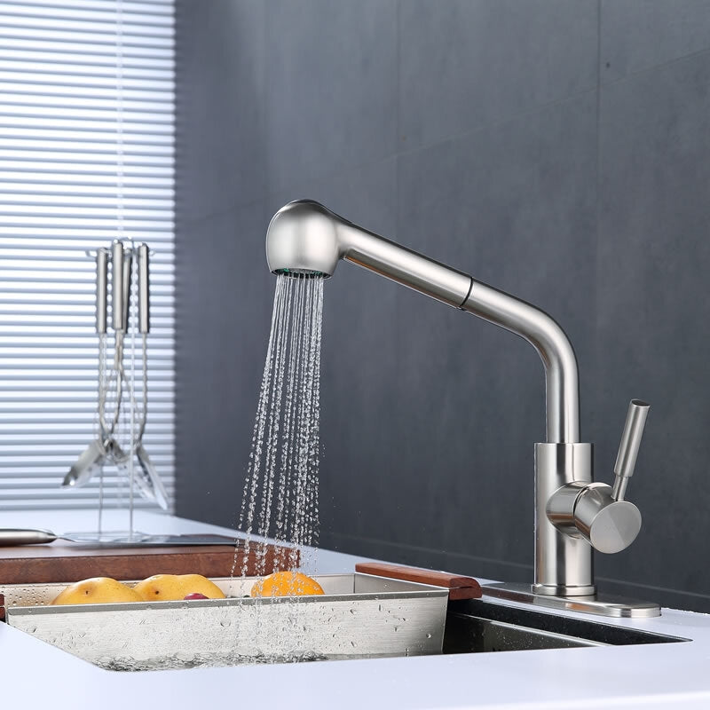 Pasgo 3307Q Single Handle Pull-Down Kitchen Faucet, Brushed Nickel