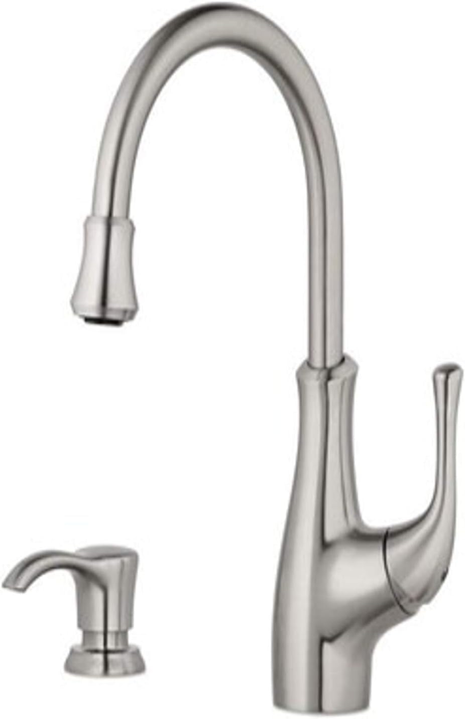 Pfister F-072-VVSS Vosa Single Handle Kitchen Faucet with Soap Dispenser,Stainless
