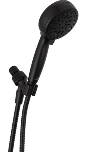 Delta Faucet ProClean 75740BL Handheld Shower Head – Matte Black High Pressure Showerhead with 6 Spray Settings, Wide Cleaning Spray