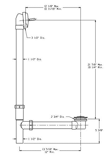173024 Gerber Roman Tub Trip Lever Waste PVC Adjustable Polished Brass