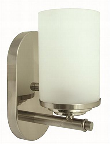MONUMENT Bathroom Wall Sconce, Frosted White, 4-1/2 X 5 in., Uses (1) 13-watt Fluorescent Gu24 Base lamp-2486818