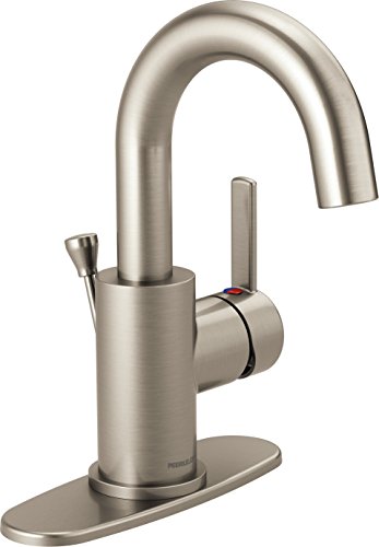 Peerless Precept Single Hole Bathroom Faucet Brushed Nickel, Single Handle Bathroom Faucet, Drain Assembly, Brushed Nickel P191102LF-BN
