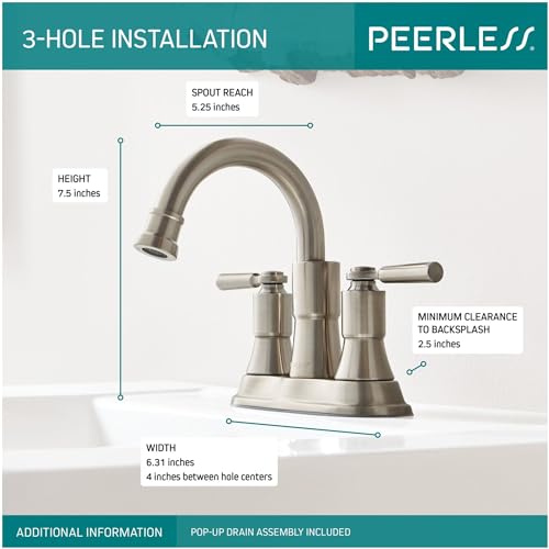 Peerless Westchester Centerset Bathroom Faucet Oil Rubbed Bronze, Bathroom Sink Faucet, Drain Assembly, Oil-Rubbed Bronze P2523LF-OB