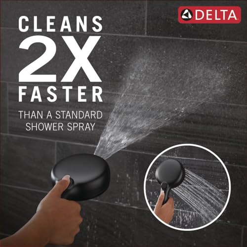 Delta Faucet ProClean 75740BL Handheld Shower Head – Matte Black High Pressure Showerhead with 6 Spray Settings, Wide Cleaning Spray