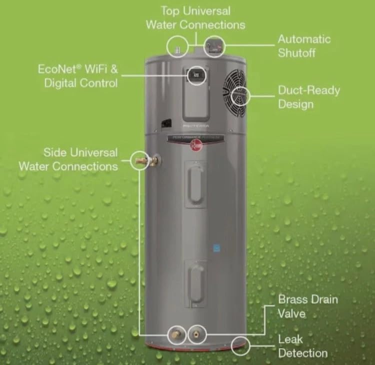 Rheem ProTerra 50 Gal. Smart Hybrid Heat Pump Water Heater — XE50T10H45U1 | Energy Star, Wi-Fi, 3.88 UEF