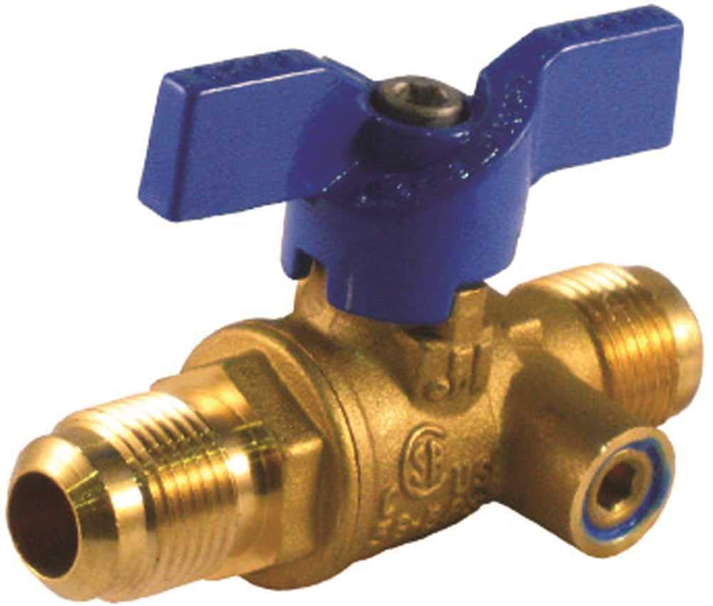 Jomar T-203 1/2" Brass Gas Ball Valve Flare x Flare 600 WOG Side Tap