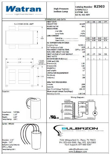 Satco LPT82503 S70Mltlc3 HPS70 Quad 70W 277V Glass Fixture
