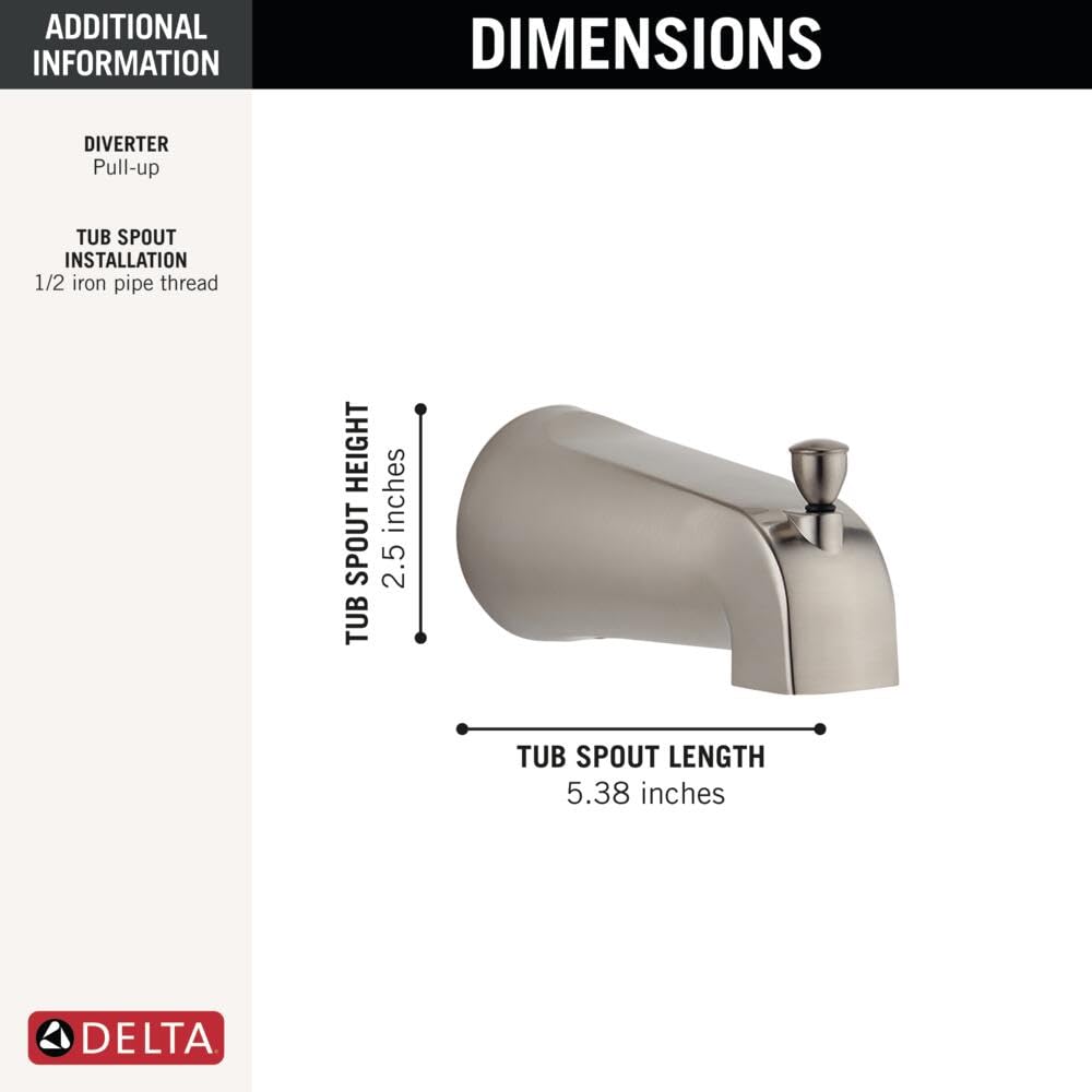 Delta RP61357BN Brushed Nickel Pull-Up Diverter Tub Spout 5-3/8" Metal