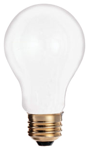 Satco S3950 A19 Incandescent, Medium Base, 2 BULBS, White