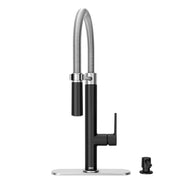 American Standard Cayenne 7033350.243 Semi-Pro Kitchen Faucet with Pull-Down Spray & Soap Dispenser, Matte Black, Single-Handle, Wall-Mounted