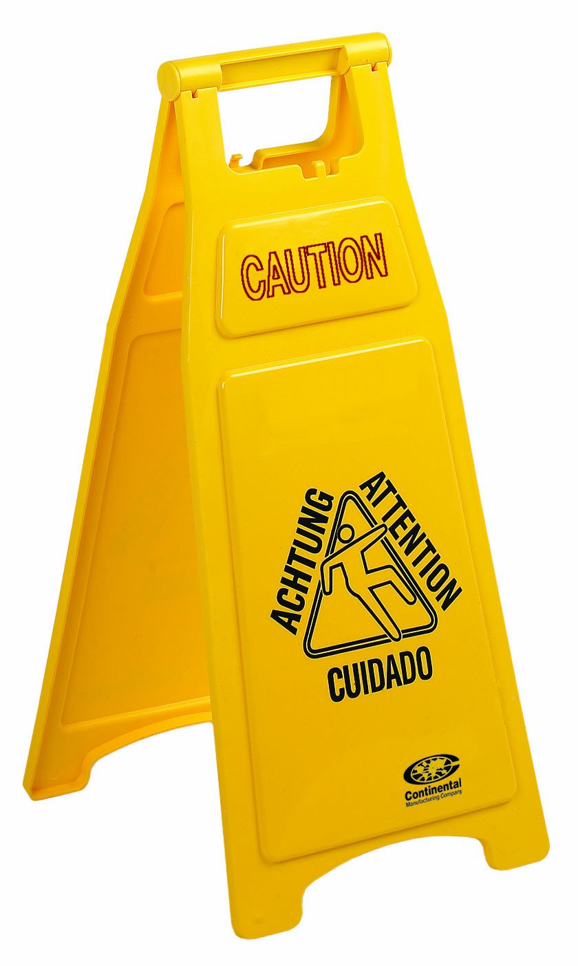 Continental 119 26" Yellow Caution Wet Floor Sign Folding ANSI OSHA