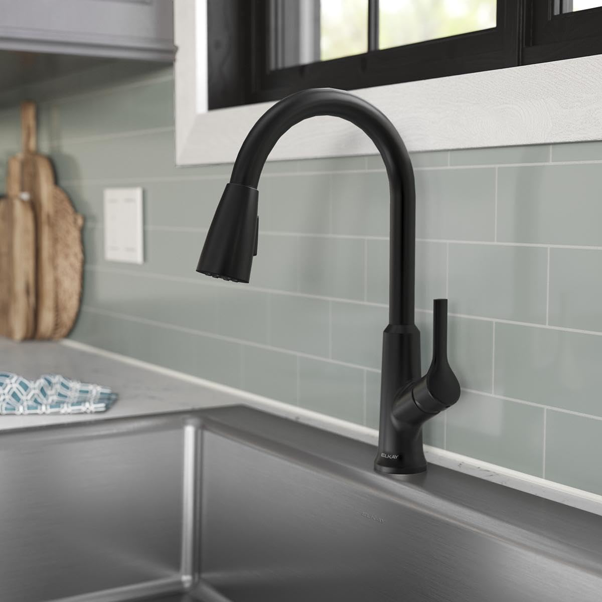 Elkay LK1410 Single-Handle 2-Setting Pull-Down Spray Kitchen Faucet (Various Finishes: Chrome, Matte Black, Lustrous Steel)