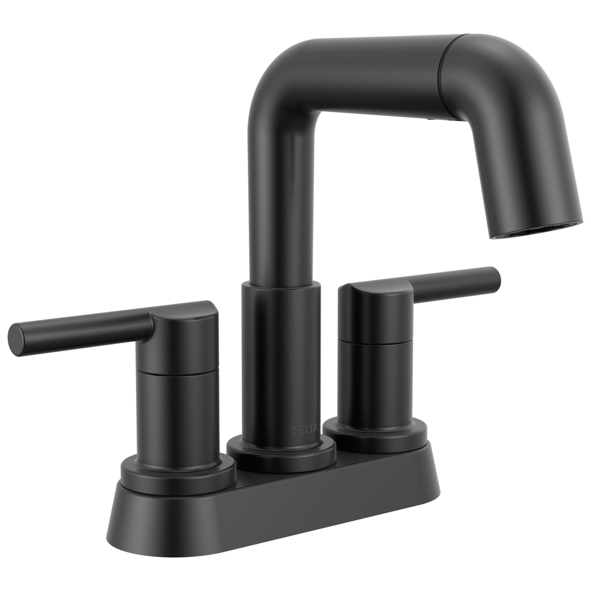 Delta Nicoli 25849LF-BLPD 4 in. Centerset Two Handle Bathroom Faucet with Pull-Down Spout, Matte Black