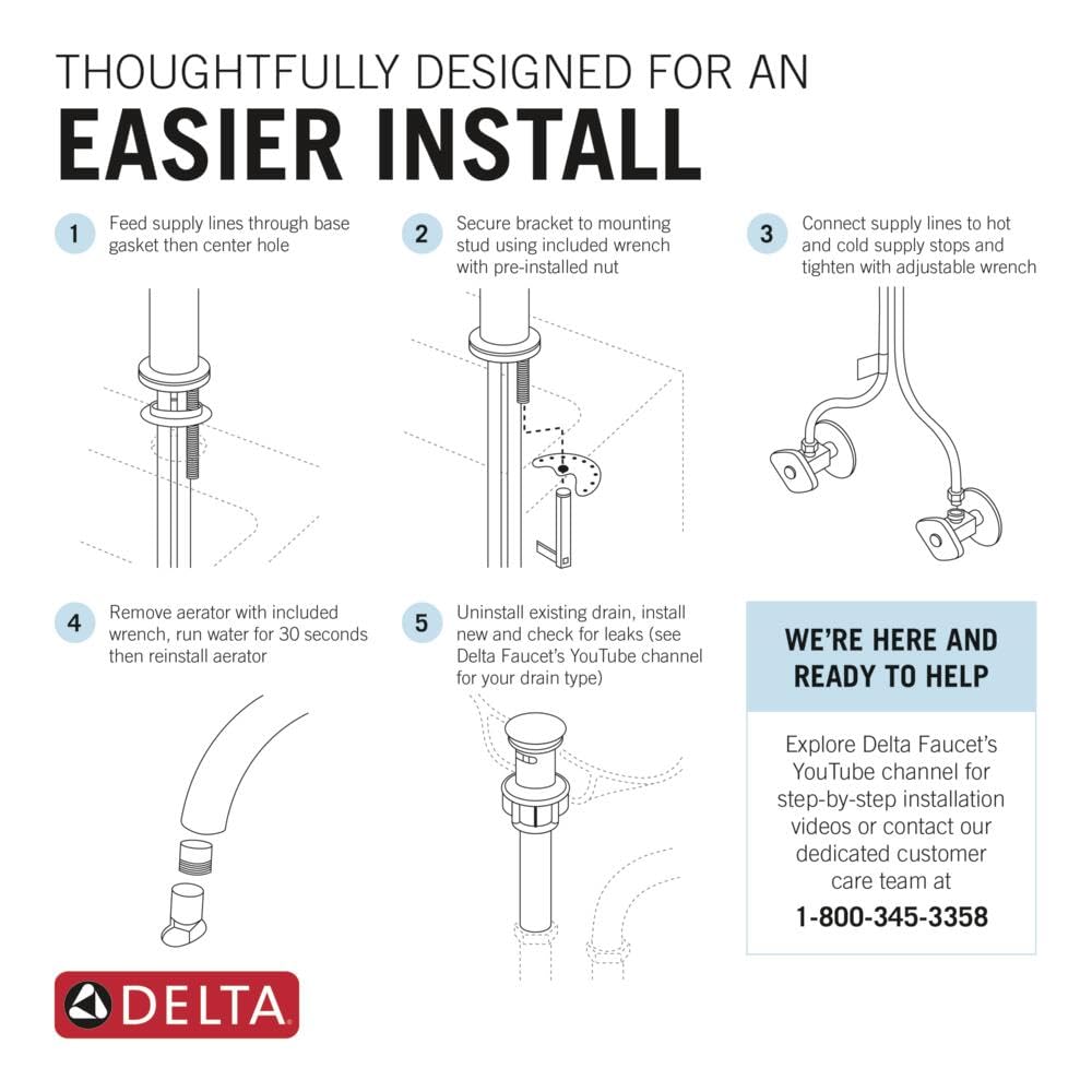 Delta Modern Brushed Nickel Bathroom Faucet 1 Hole, Single Hole Bathroom Sink Faucet for Vanity, Metal Push-Pop Drain Assembly, Stainless 567LF-SSPP
