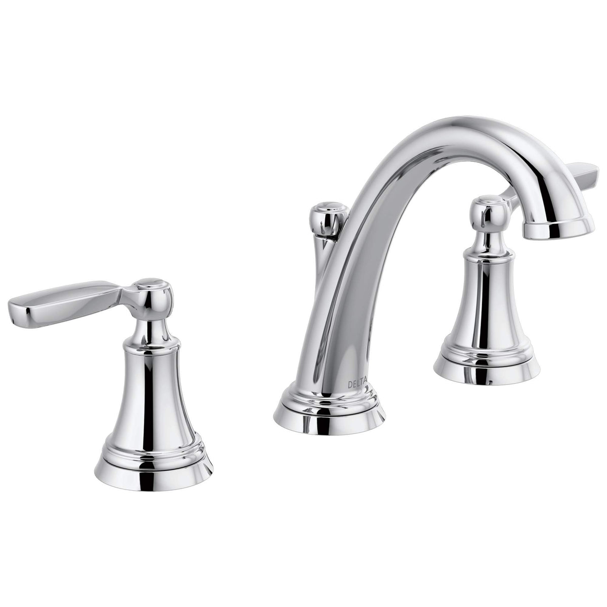 Delta Woodhurst Chrome Bathroom Faucet 3 Hole, 8 Inch Widespread Bathroom Sink Faucet for Vanity, Metal Push-Pop Drain Assembly, Chrome 3532LF