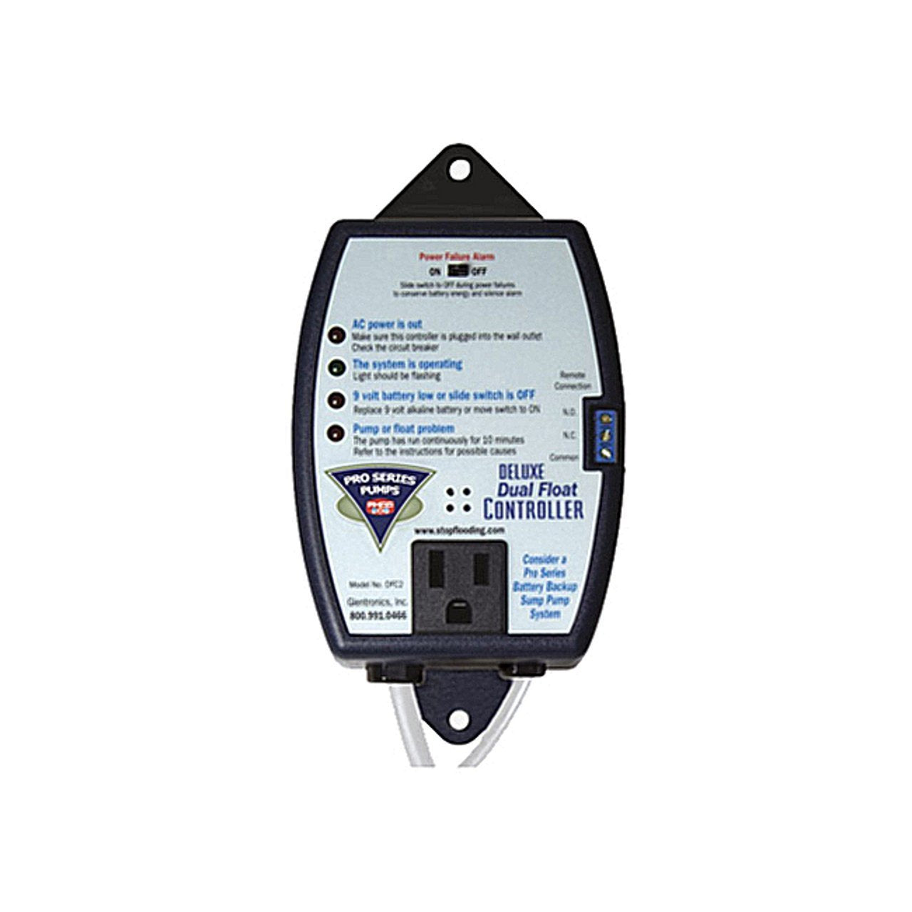 THE BASEMENT WATCHDOG DFC2 Dual Float Controller Alarm White 9V