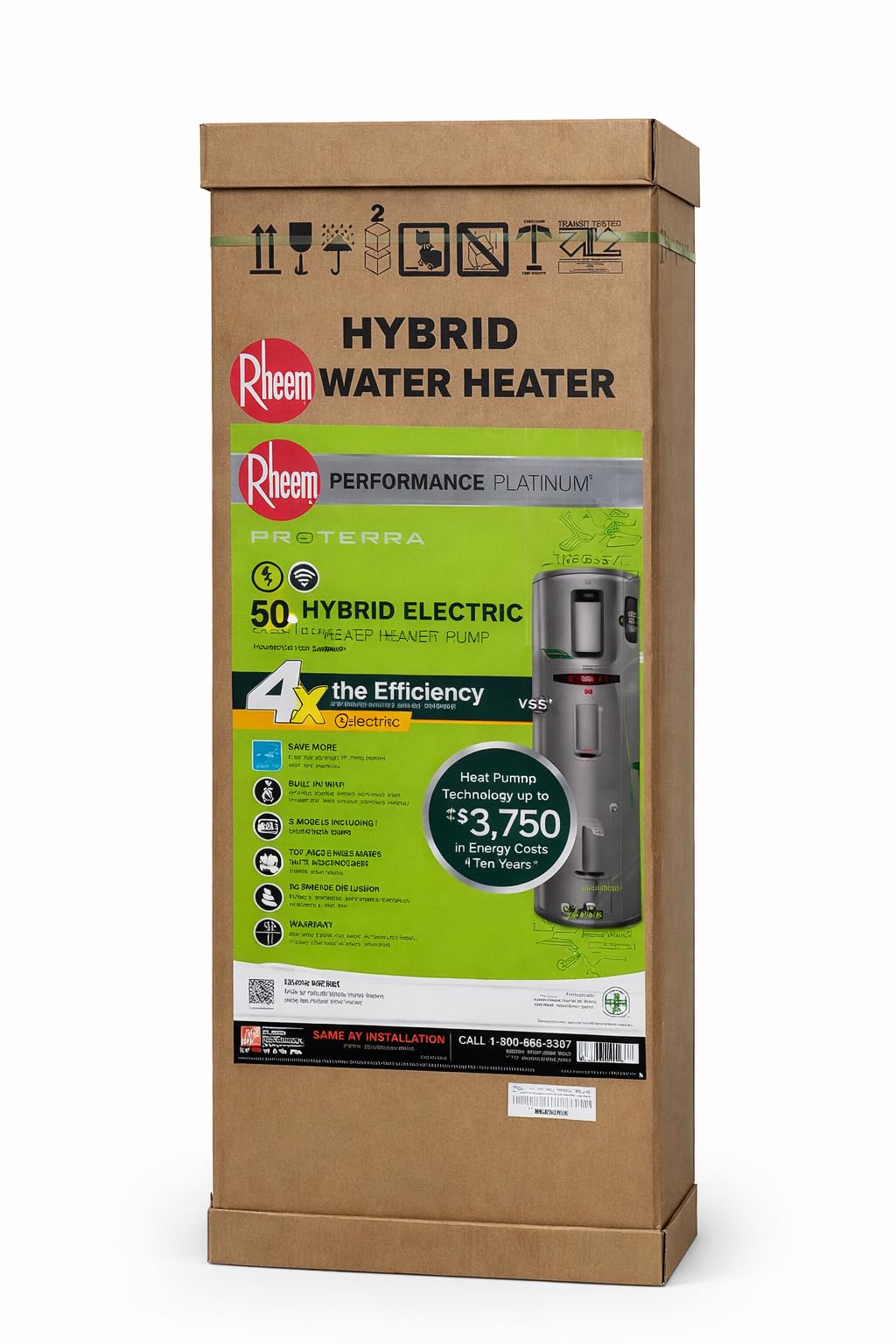 Rheem ProTerra 50 Gal. Smart Hybrid Heat Pump Water Heater — XE50T10H45U1 | Energy Star, Wi-Fi, 3.88 UEF