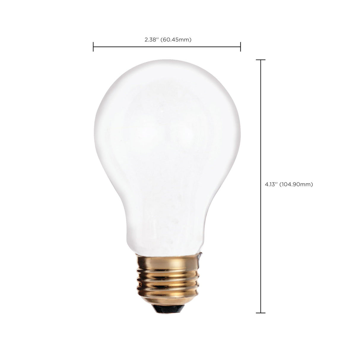 Satco S3950 A19 Incandescent, Medium Base, 2 BULBS, White