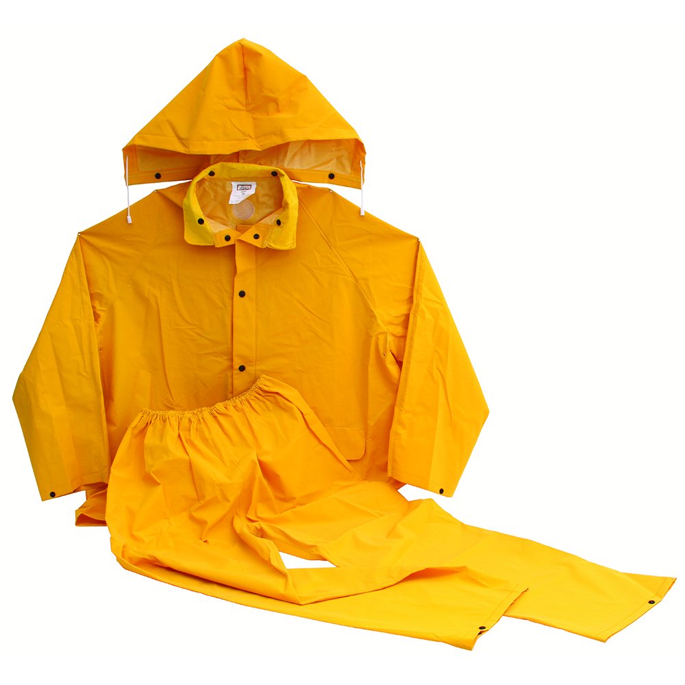 LEGENDFORCE Yellow 3-Piece Waterproof Rainsuit Hood Jacket Pants Large