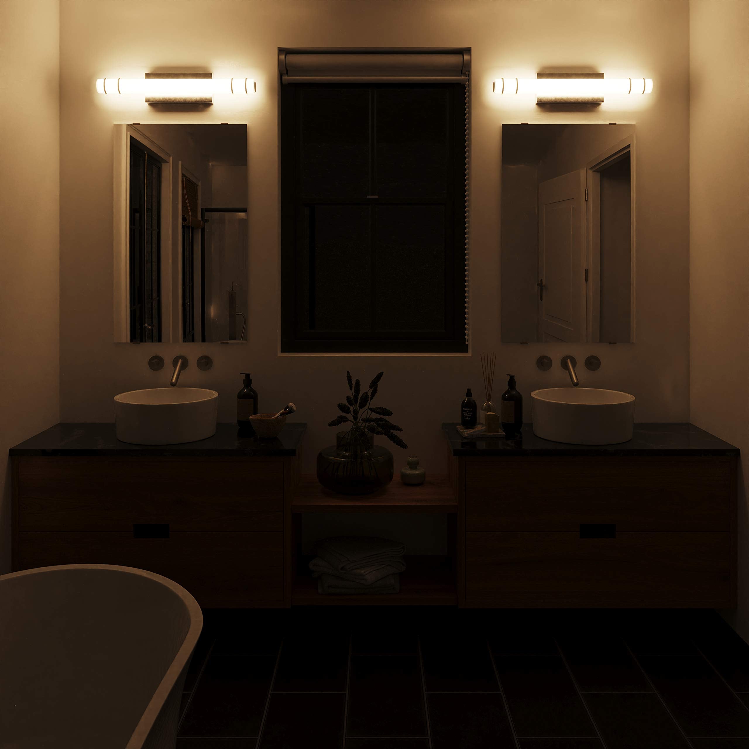 24" Modern LED Bathroom Vanity Light Satin Nickel Wall Mount Fixture