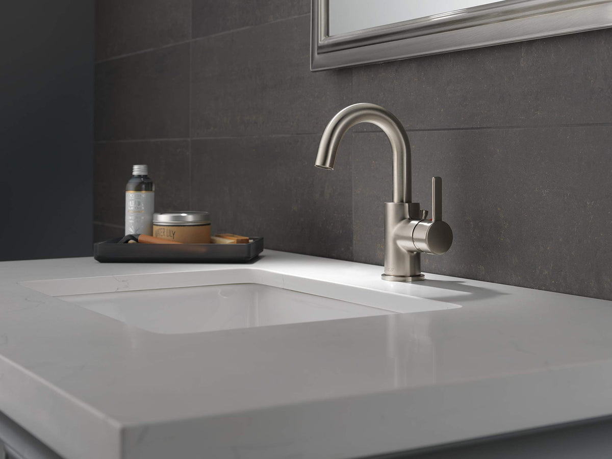 Peerless Precept Single Hole Bathroom Faucet Brushed Nickel, Single Handle Bathroom Faucet, Drain Assembly, Brushed Nickel P191102LF-BN