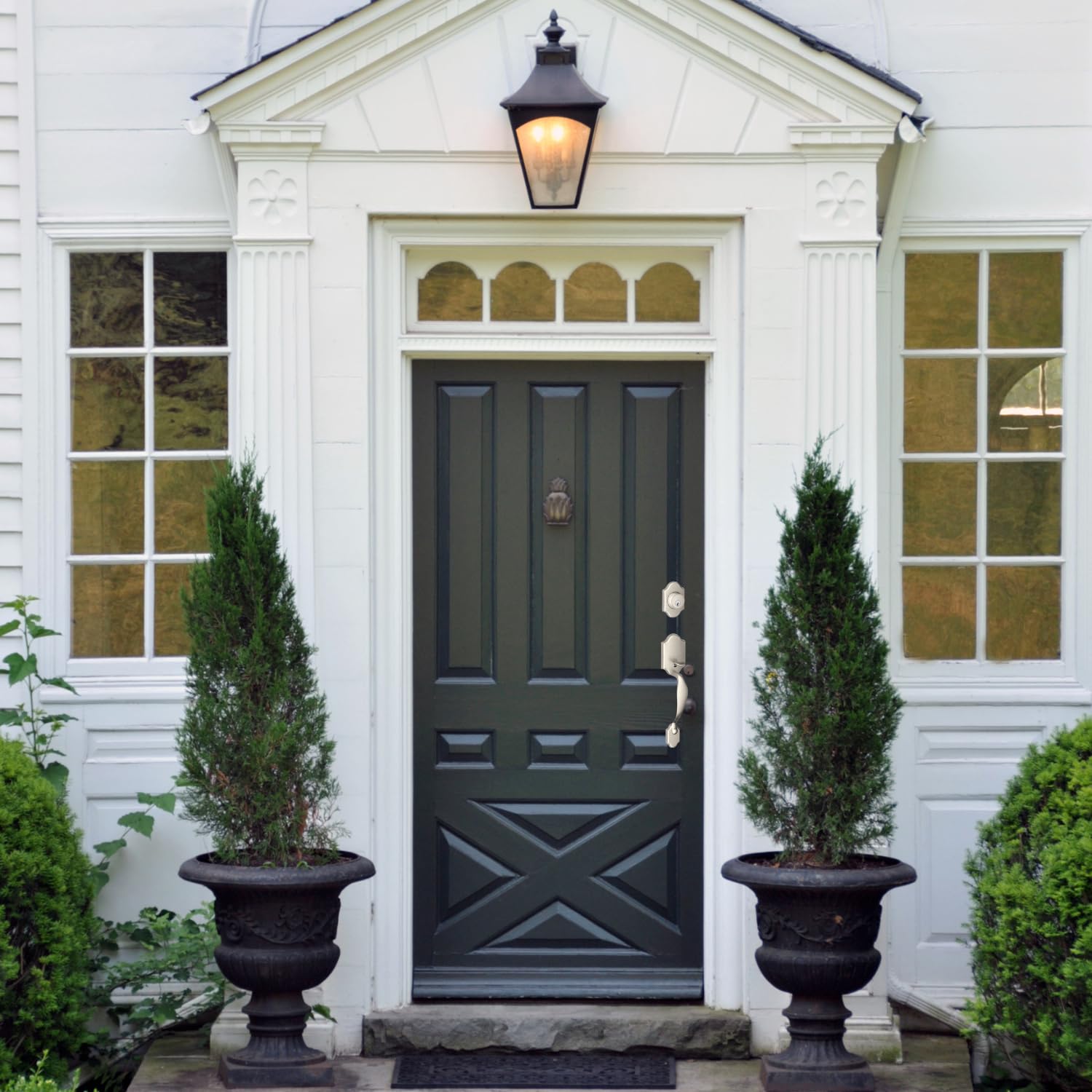 J-Series by Schlage Paris Front Entry Handleset with Torino Door Lever, Deadbolt Keyed 1 Side, Satin Nickel, JH60 V PRS 619 TOR