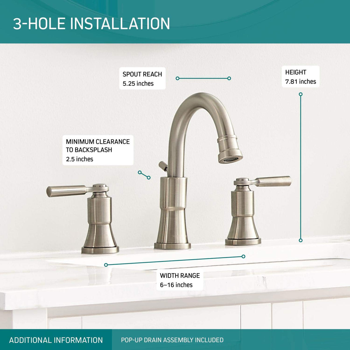 Peerless Westchester Widespread Bathroom Faucet Two Handle, Brushed Nickel