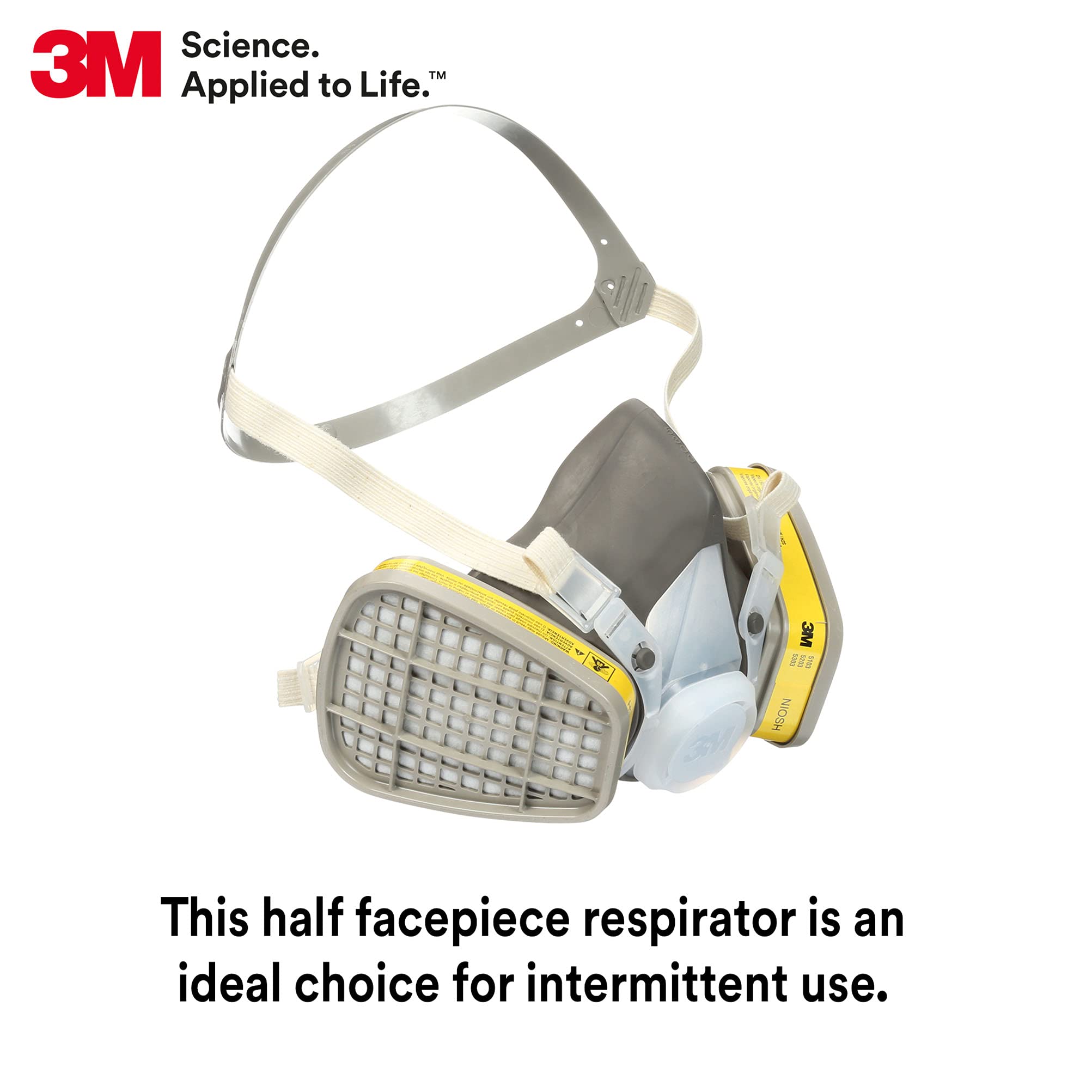 3M 5203 Half Face Respirator Pack of 12 Organic Vapor Acid Gas NIOSH