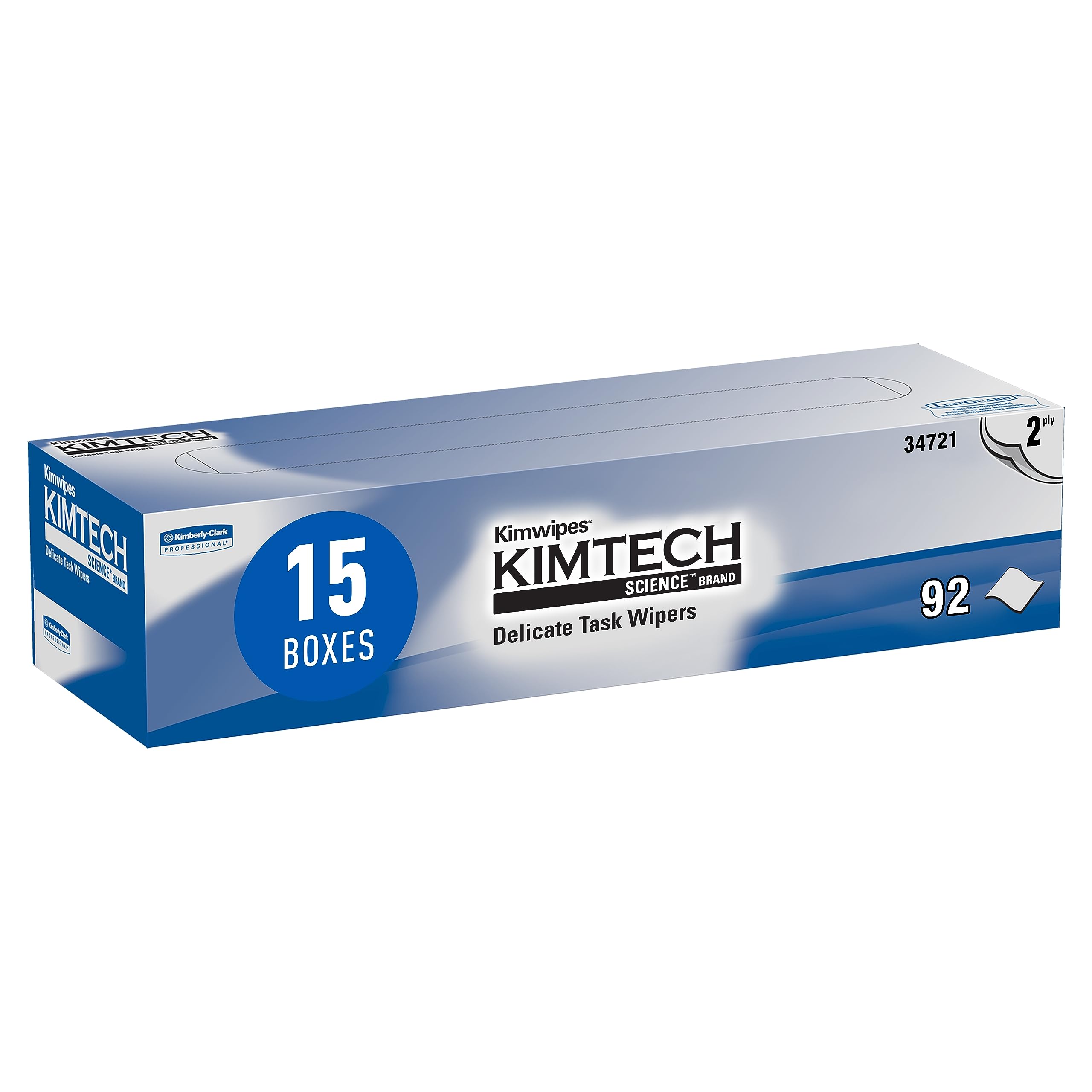 KIMTECH Kimwipes 2-Ply Lab Wipes 15 Boxes 1350 Sheets Lint-Free Pop-Up