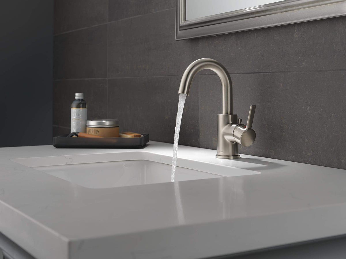 Peerless Precept Single Hole Bathroom Faucet Brushed Nickel, Single Handle Bathroom Faucet, Drain Assembly, Brushed Nickel P191102LF-BN