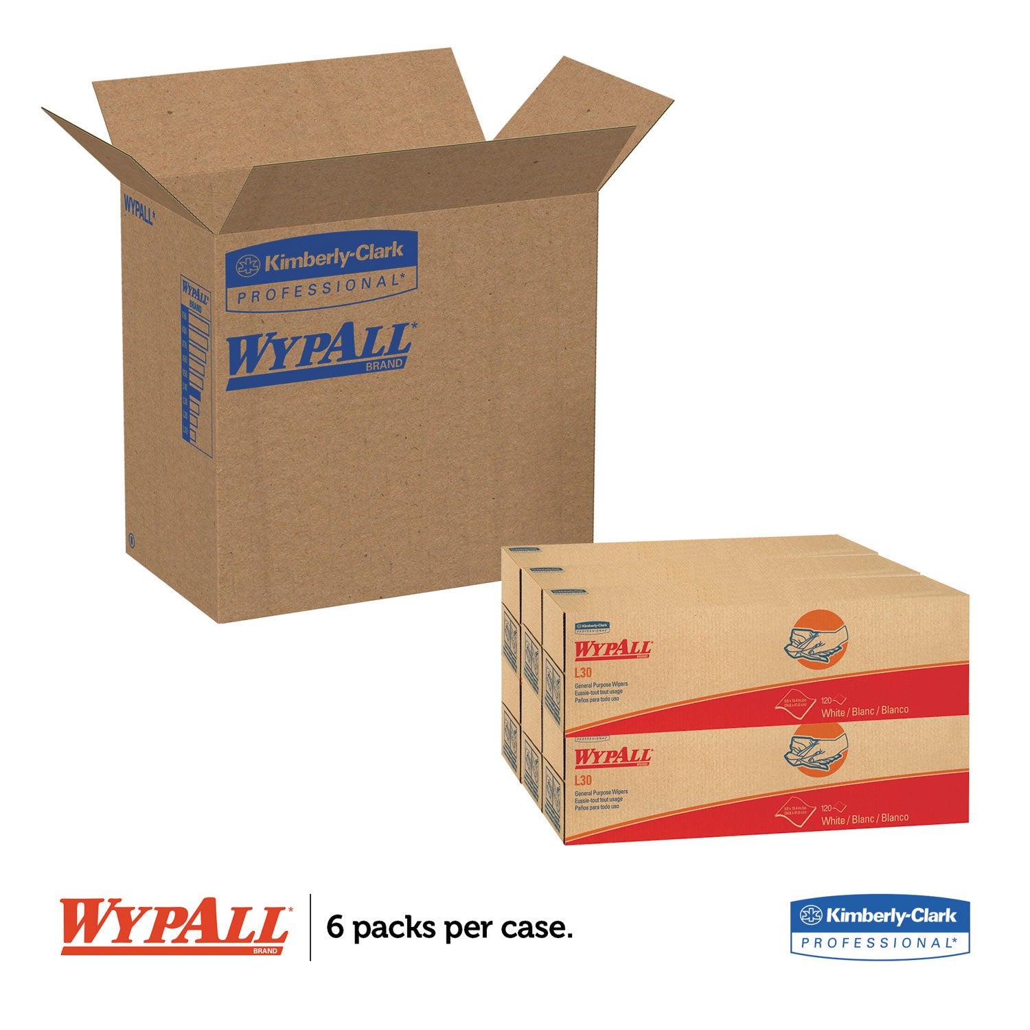 WypAll L30 Economizer Wipers, White, 120 Count, Pop-Up Box, Kimberly-Clark