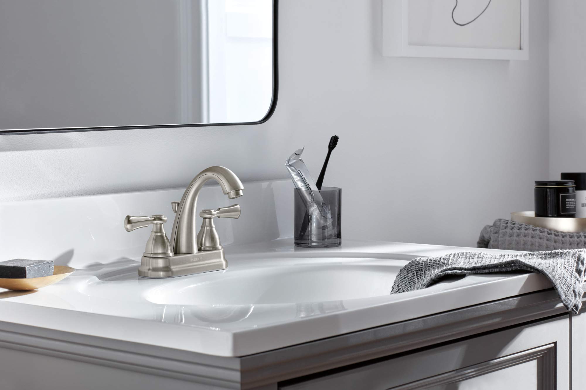 Peerless P2565LF-BN Elmhurst Two-Handle Bath Faucet Centerset, Brushed Nickel
