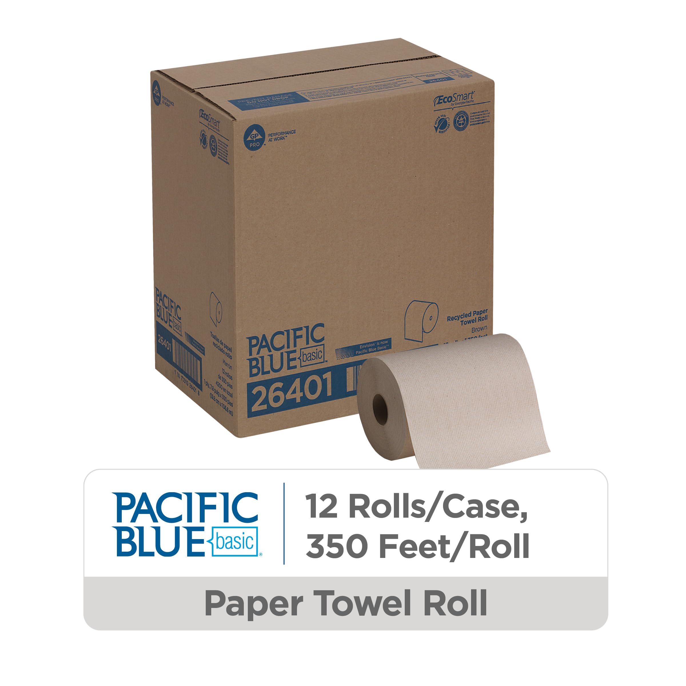 Georgia-Pacific Pacific Blue Basic Paper Towels 26401 12 Rolls 350ft 2-Ply