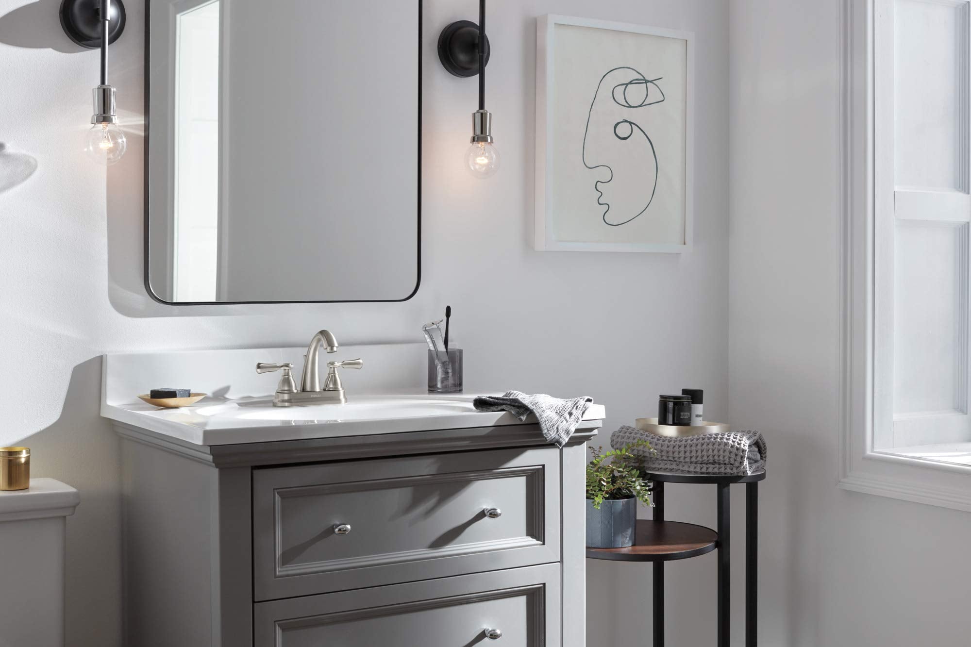 Peerless P2565LF-BN Elmhurst Two-Handle Bath Faucet Centerset, Brushed Nickel