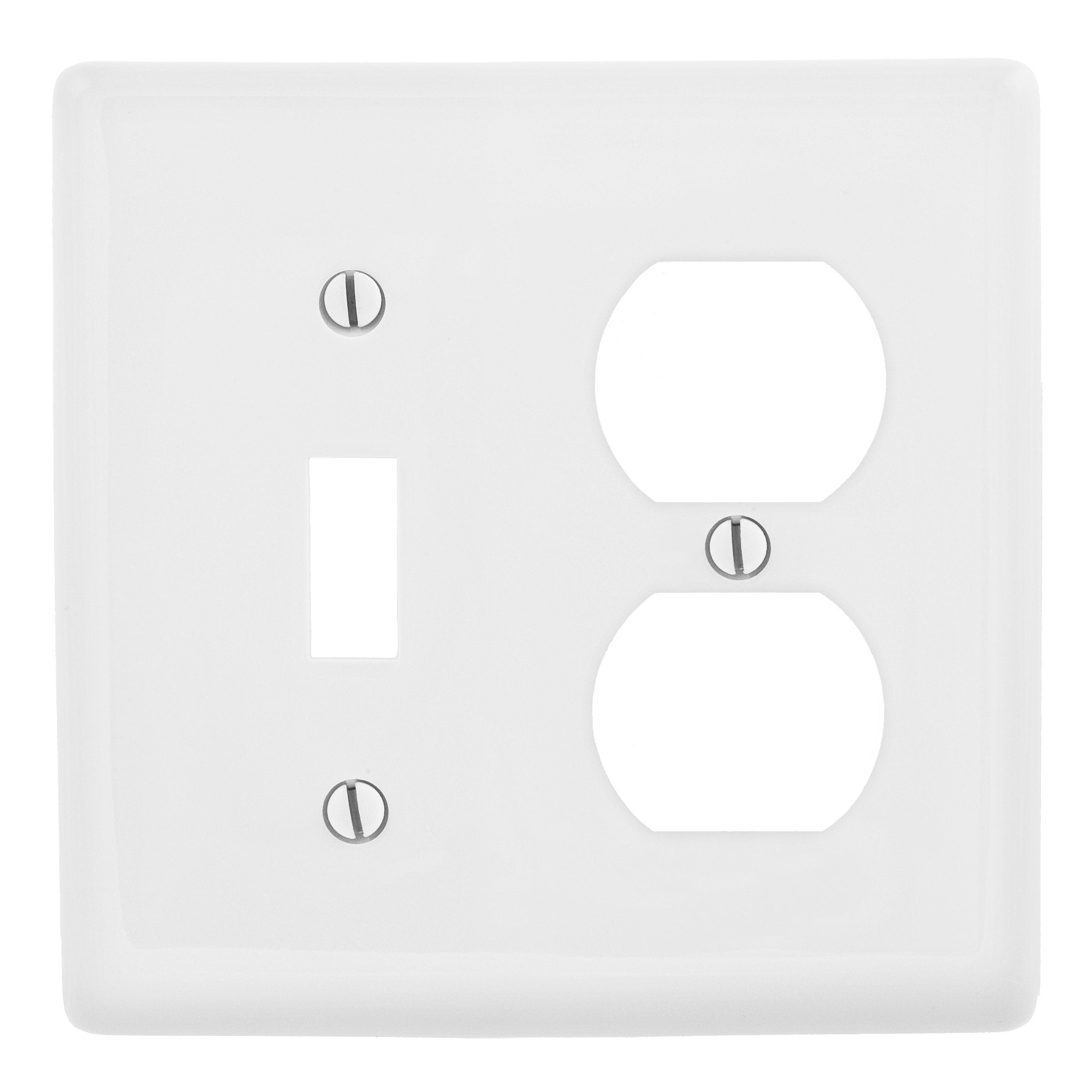 Bryant NP18W 2-Gang Duplex Toggle Nylon Wall Plate White Durable Screw-In Cover