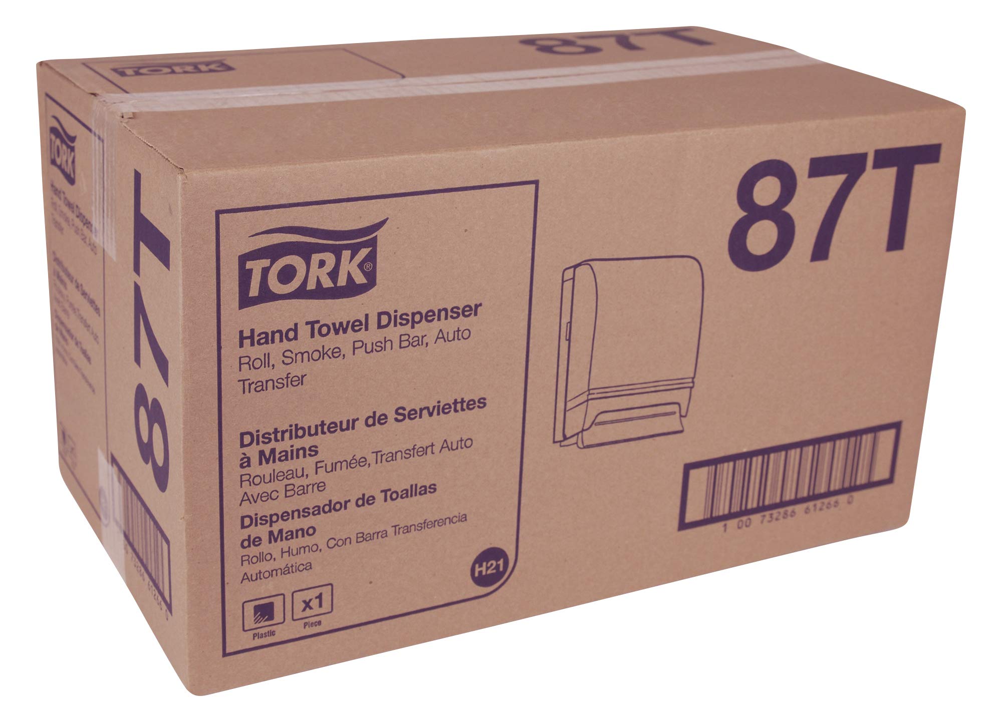 Tork H21 Hand Towel Roll Dispenser Smoke/Gray Push-Bar High-Capacity 87T