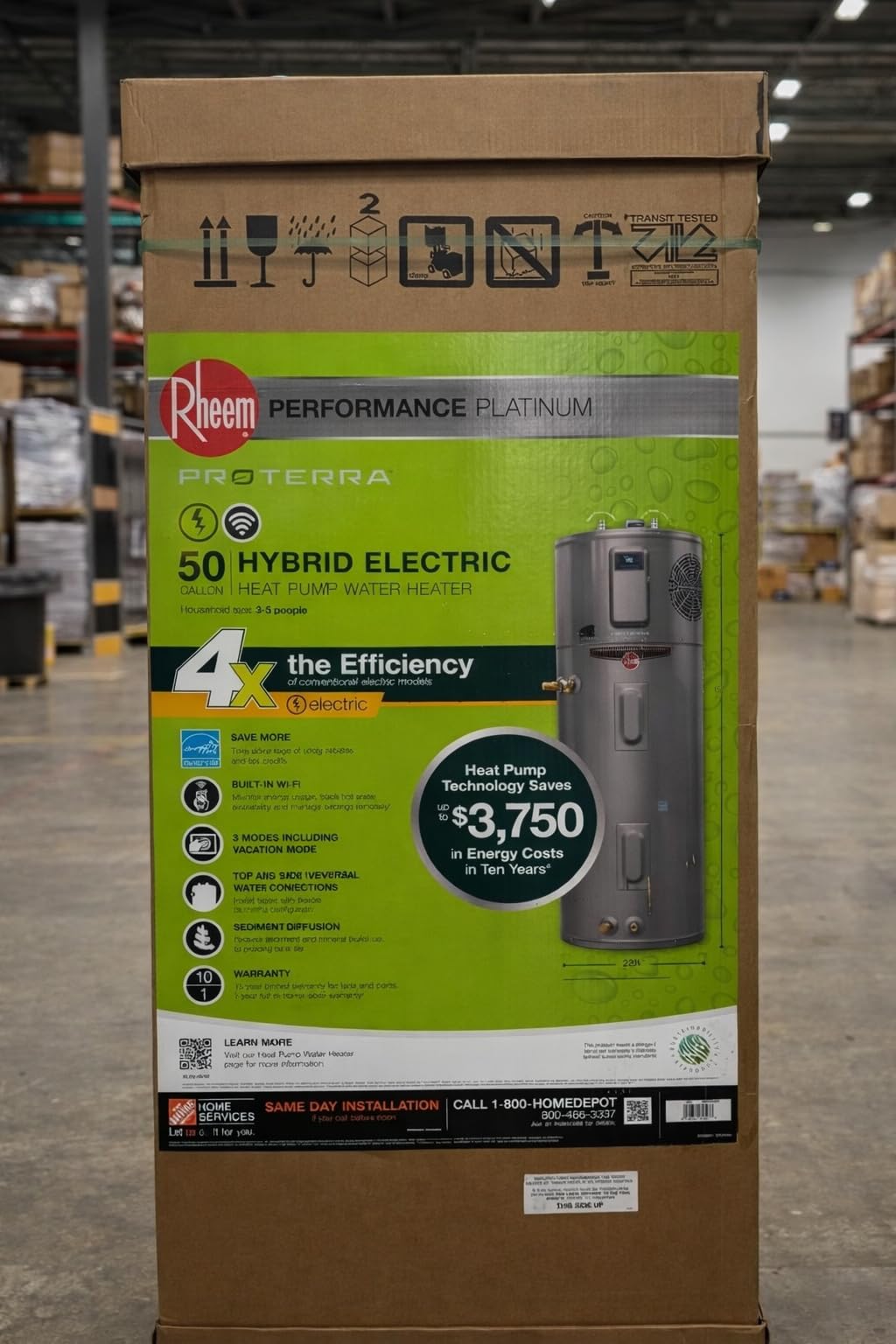 Rheem ProTerra 50 Gal. Smart Hybrid Heat Pump Water Heater — XE50T10H45U1 | Energy Star, Wi-Fi, 3.88 UEF