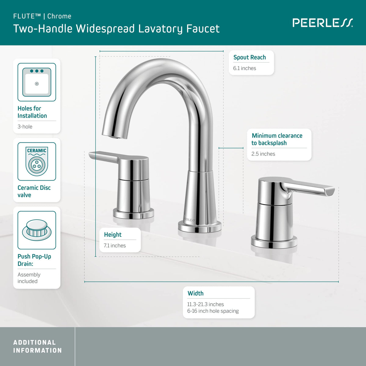 Peerless P3512LF Flute Bathroom Faucet, Chrome