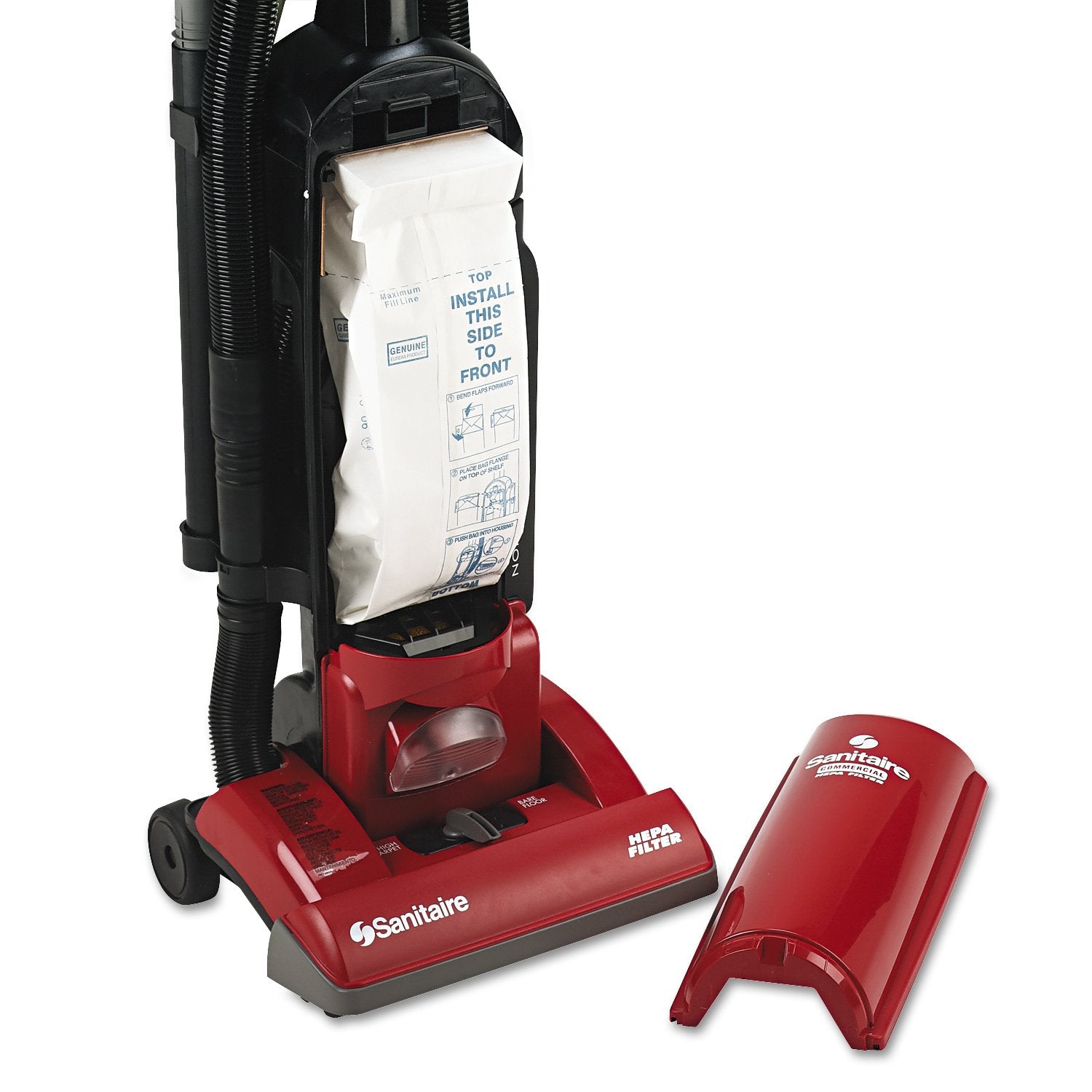 Sanitaire SC5713B HEPA Upright Vacuum Commercial Bagged Red 1HP 13-Inch Path