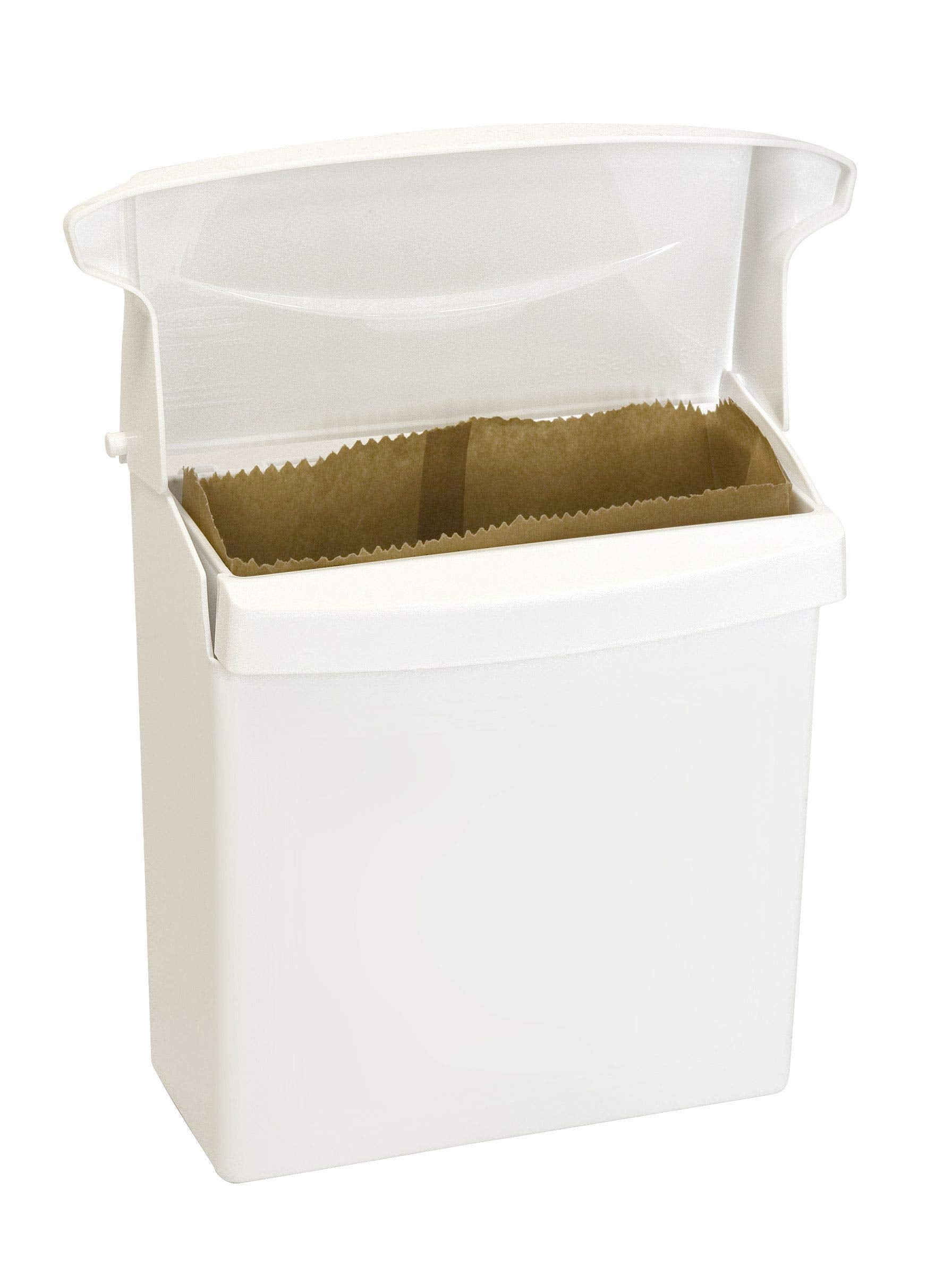 Rubbermaid RCP614000 Compact Sanitary Napkin Receptacle White Plastic