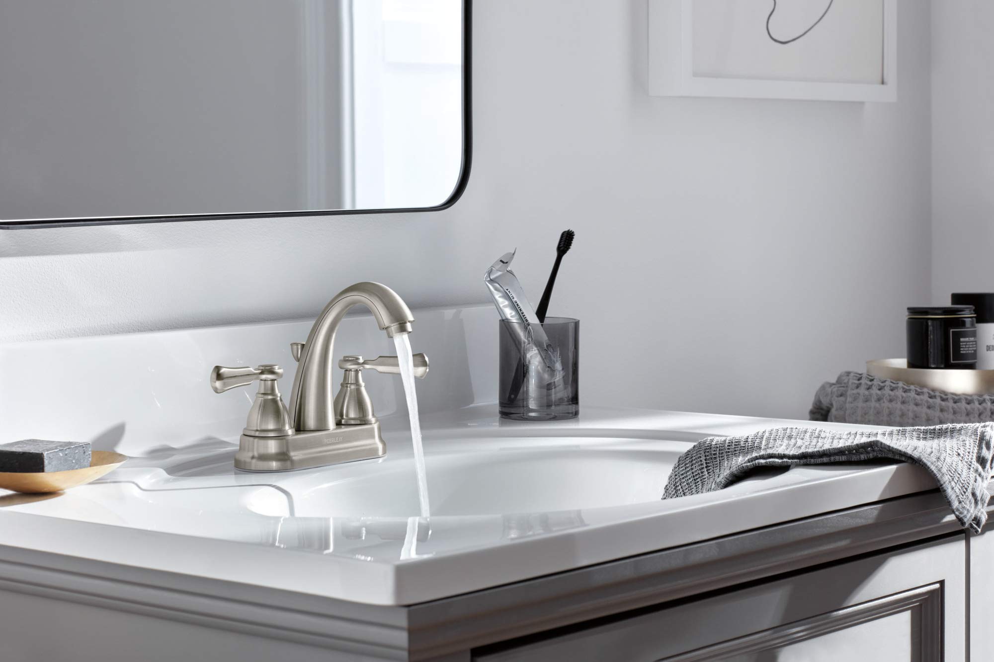 Peerless P2565LF-BN Elmhurst Two-Handle Bath Faucet Centerset, Brushed Nickel