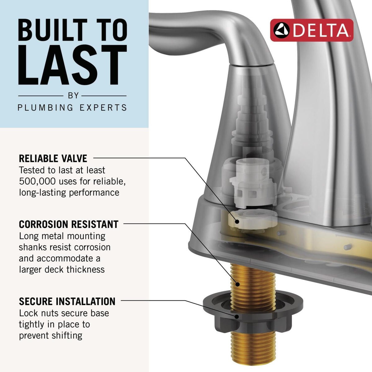 Delta Nicoli 25849LF-BLPD 4 in. Centerset Two Handle Bathroom Faucet with Pull-Down Spout, Matte Black