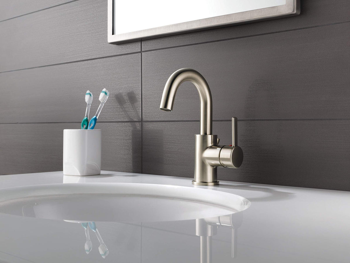 Peerless Precept Single Hole Bathroom Faucet Brushed Nickel, Single Handle Bathroom Faucet, Drain Assembly, Brushed Nickel P191102LF-BN